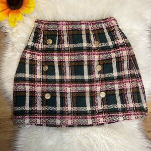 Women Wool Plaid Mini Skirt High Waisted Pencil Skirts Short Tight Bodycon Skirt